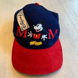 The Disney Store Vintage Mickey Mouse Embroidered Suede Adjustable Cap Hat NWT